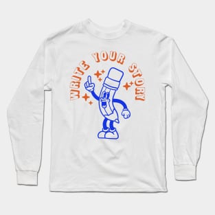 Vintage Pencils Cartoon Character Long Sleeve T-Shirt